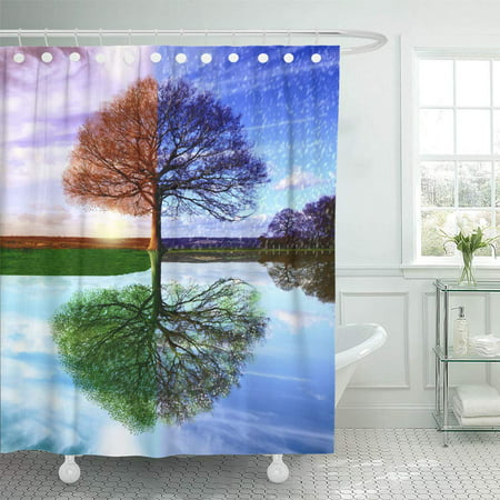 Life Tree Shower Curtain Colorful Four Season Tree Frbric Shower Curtain Sets